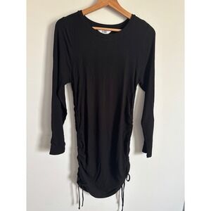 BB Dakota Steve Madden Women XL Black Ribbed Long Sleeve Cinched Side Mini Dress